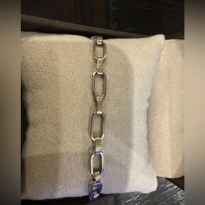 Italian 14k White & Yellow Two Tone Paperclip Link Bracelet 4 Grams